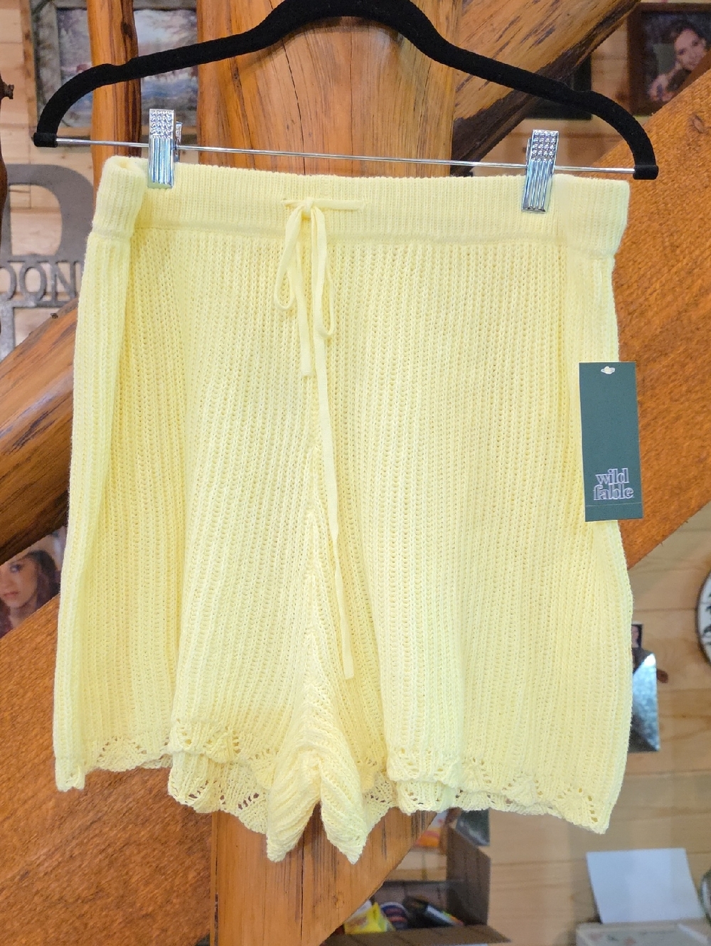 wild fable Pale Yellow Knit Drawstring Shorts